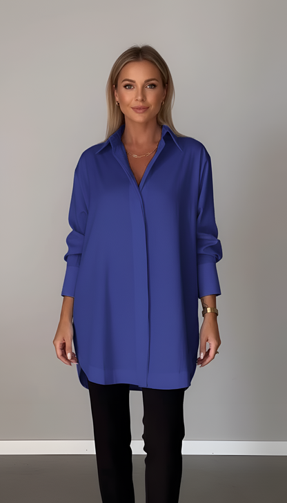 Valerios Fashion women's oversized cotton shirt with classic collar