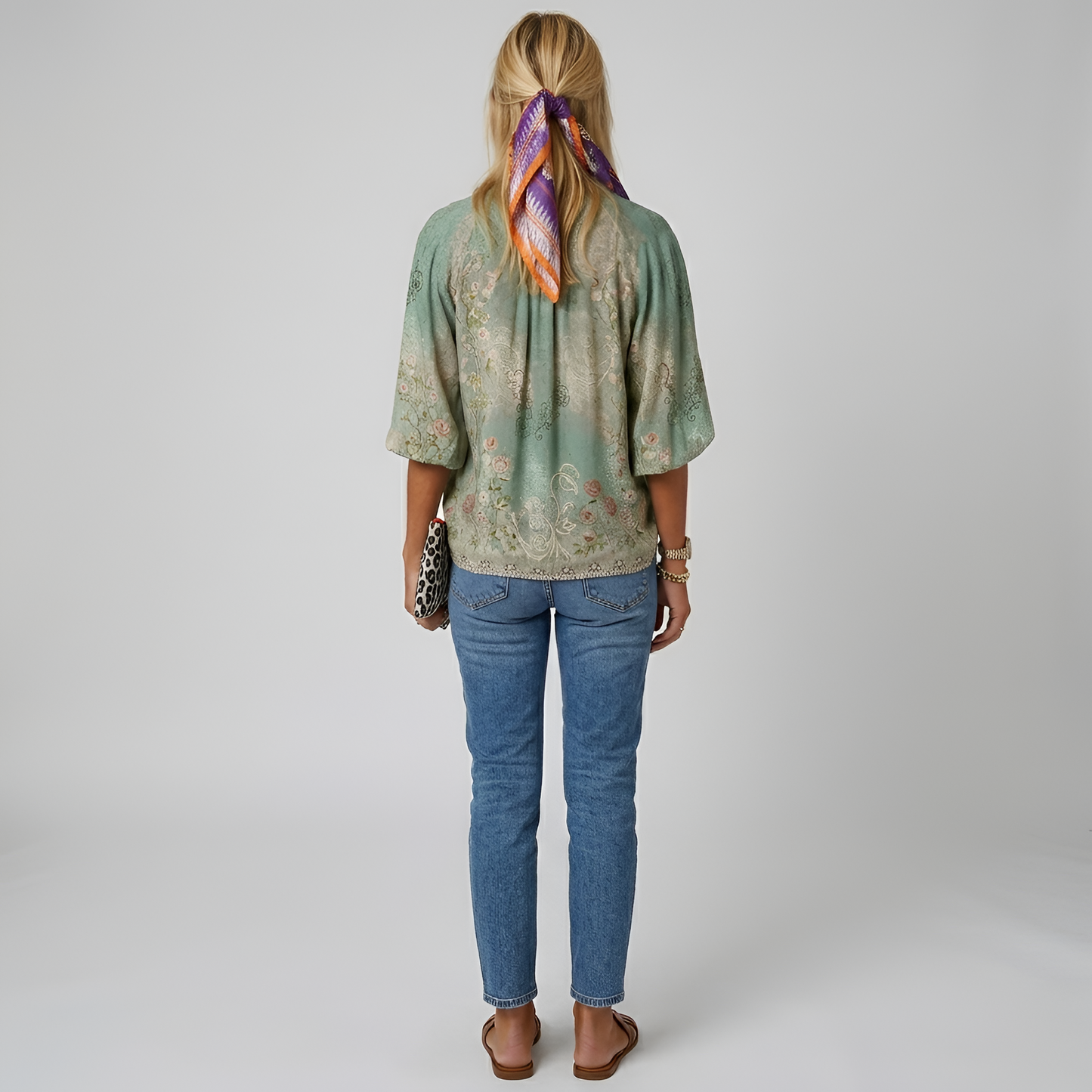 Women's floral blouse with buttons, long sleeve, casual elegant day shirt