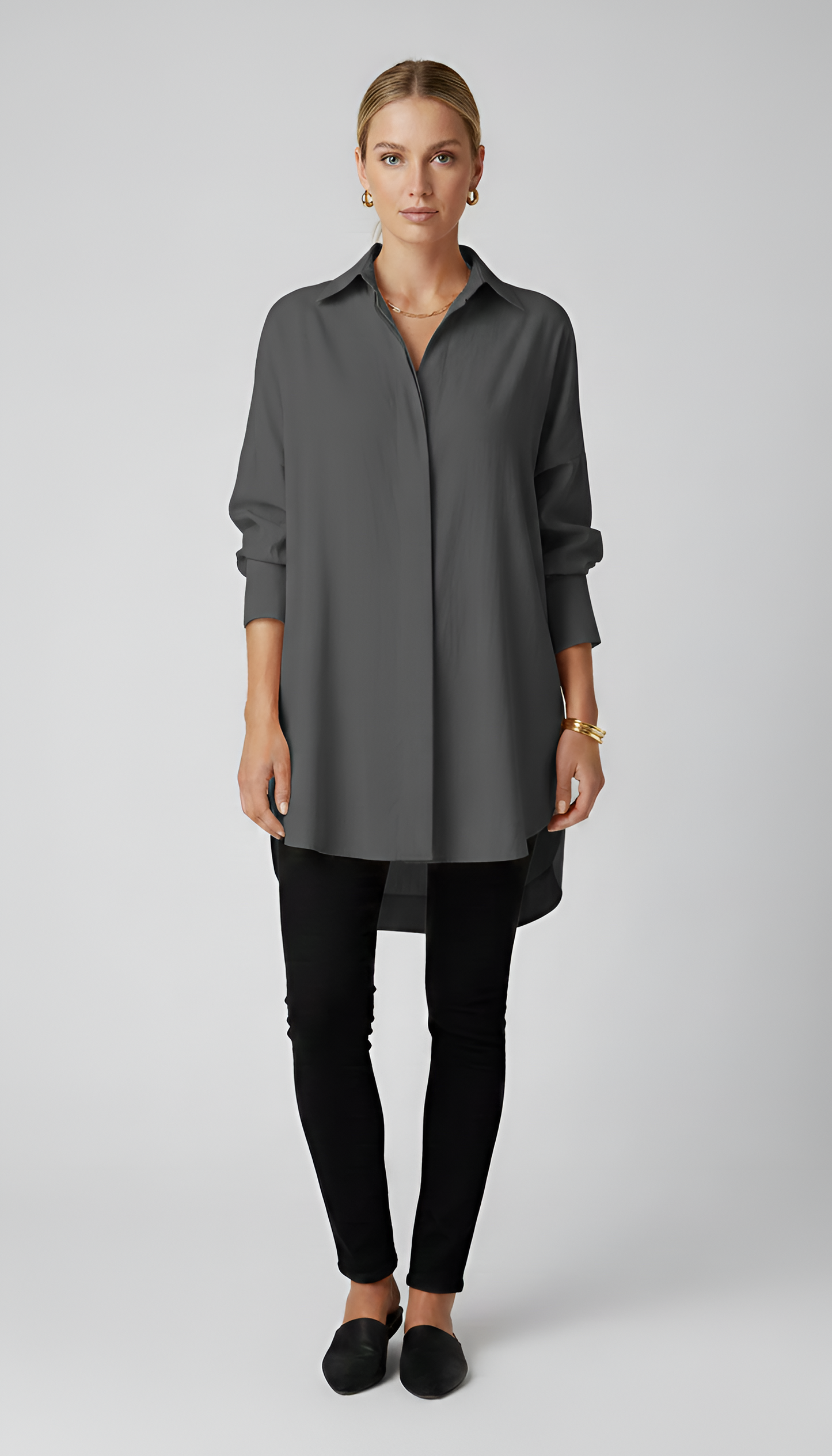 Valerios Fashion women's oversized cotton shirt with classic collar