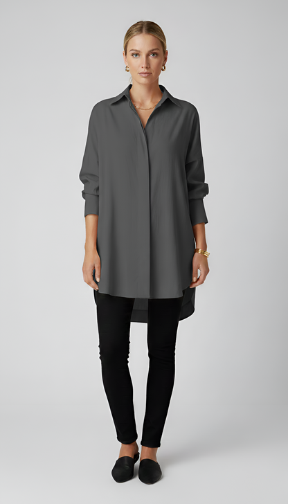 Valerios Fashion women's oversized cotton shirt with classic collar