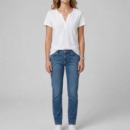 Women's cotton V-neck short sleeve casual t-shirt regular fit