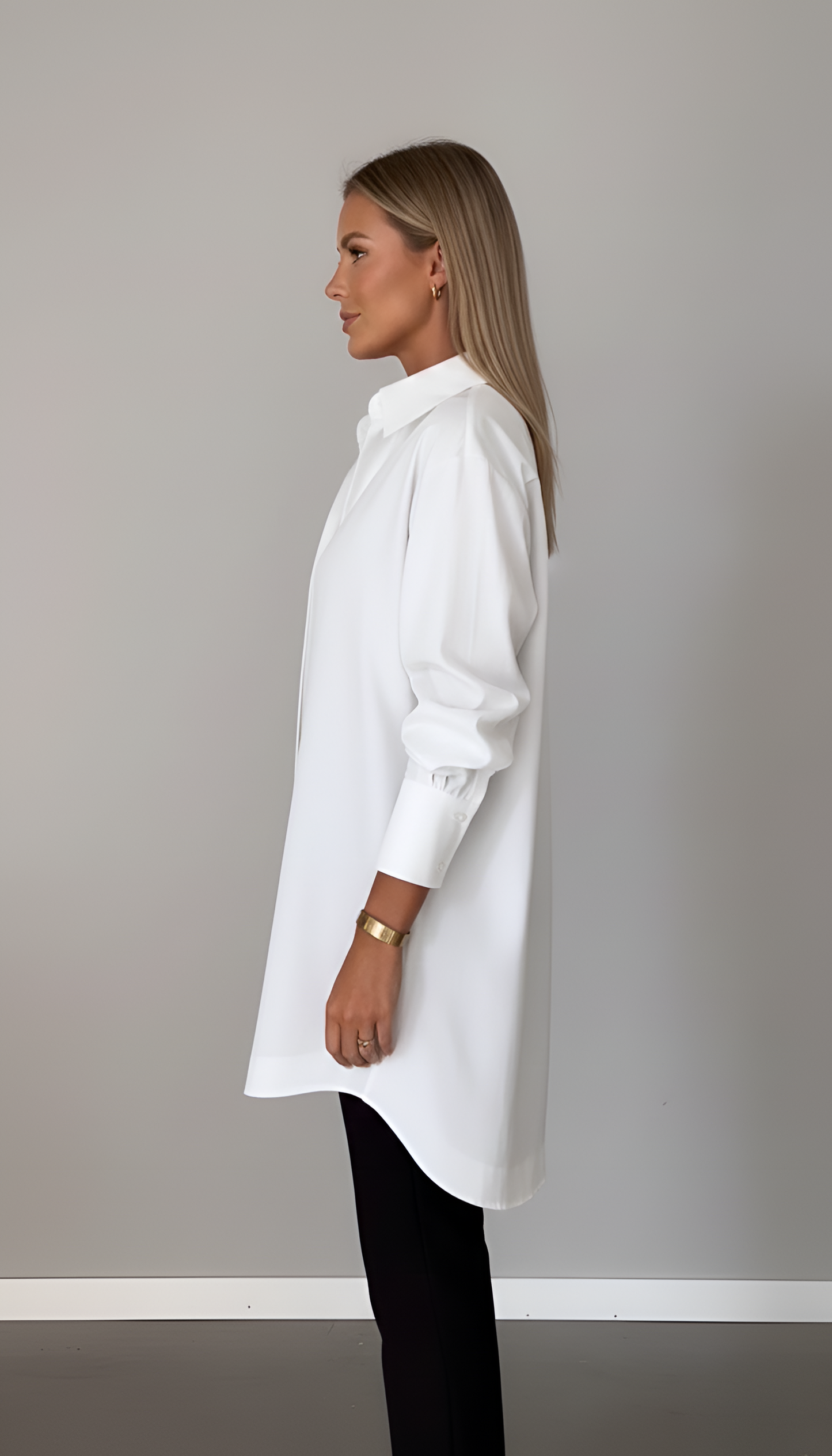 Valerios Fashion women's oversized cotton shirt with classic collar