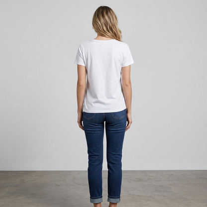 Women's cotton V-neck short sleeve casual t-shirt regular fit