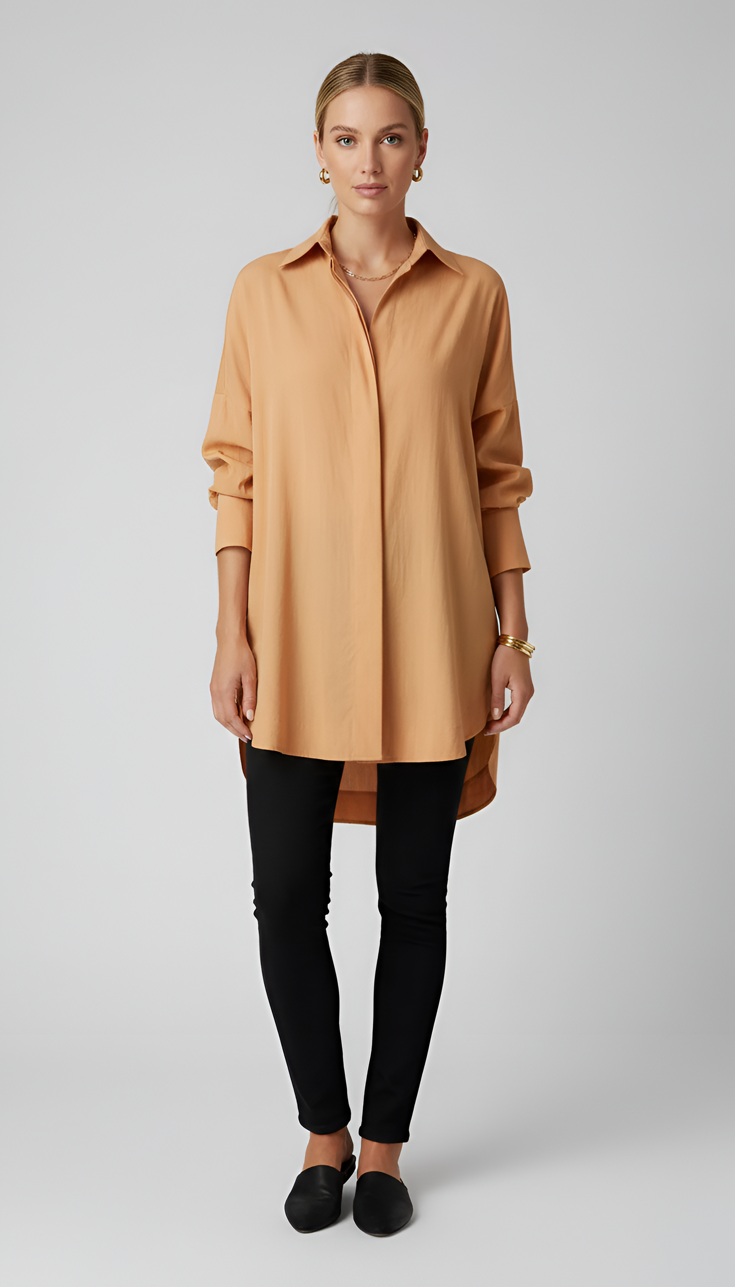 Valerios Fashion women's oversized cotton shirt with classic collar