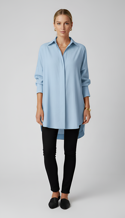 Valerios Fashion women's oversized cotton shirt with classic collar
