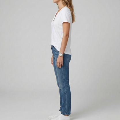 Women's cotton V-neck short sleeve casual t-shirt regular fit