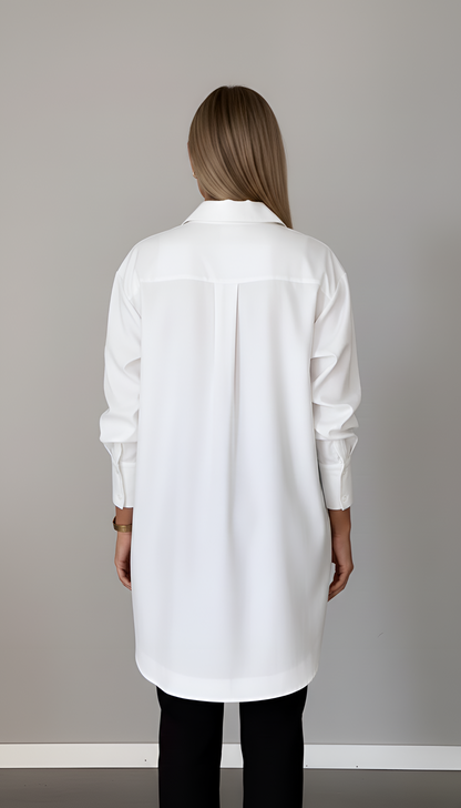 Valerios Fashion women's oversized cotton shirt with classic collar