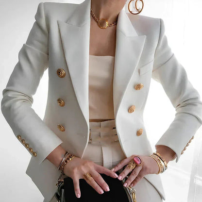 Monroe | Women's Classic Double-Breasted Blazer with Gold Buttons
