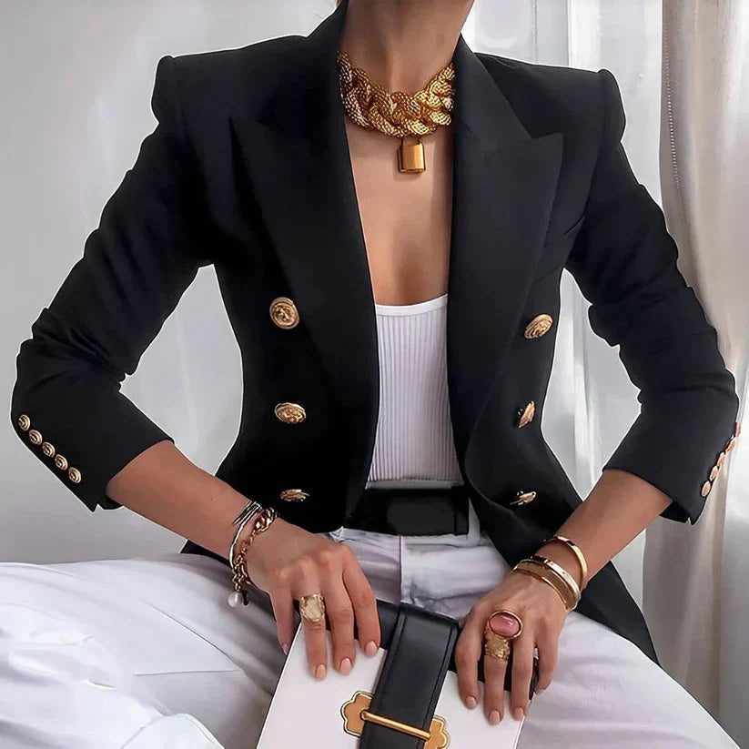 Monroe | Women's Classic Double-Breasted Blazer with Gold Buttons