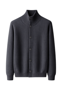 Stand-Collar Knit Cardigan