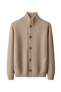 Stand-Collar Knit Cardigan