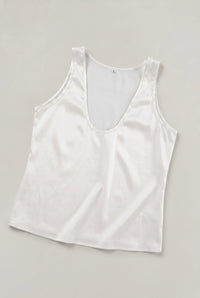 Women's Deep V-Neck Satin Tank Top