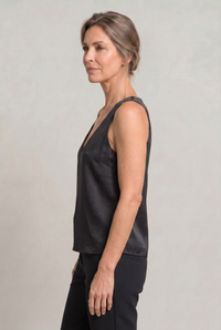 Women's Deep V-Neck Satin Tank Top