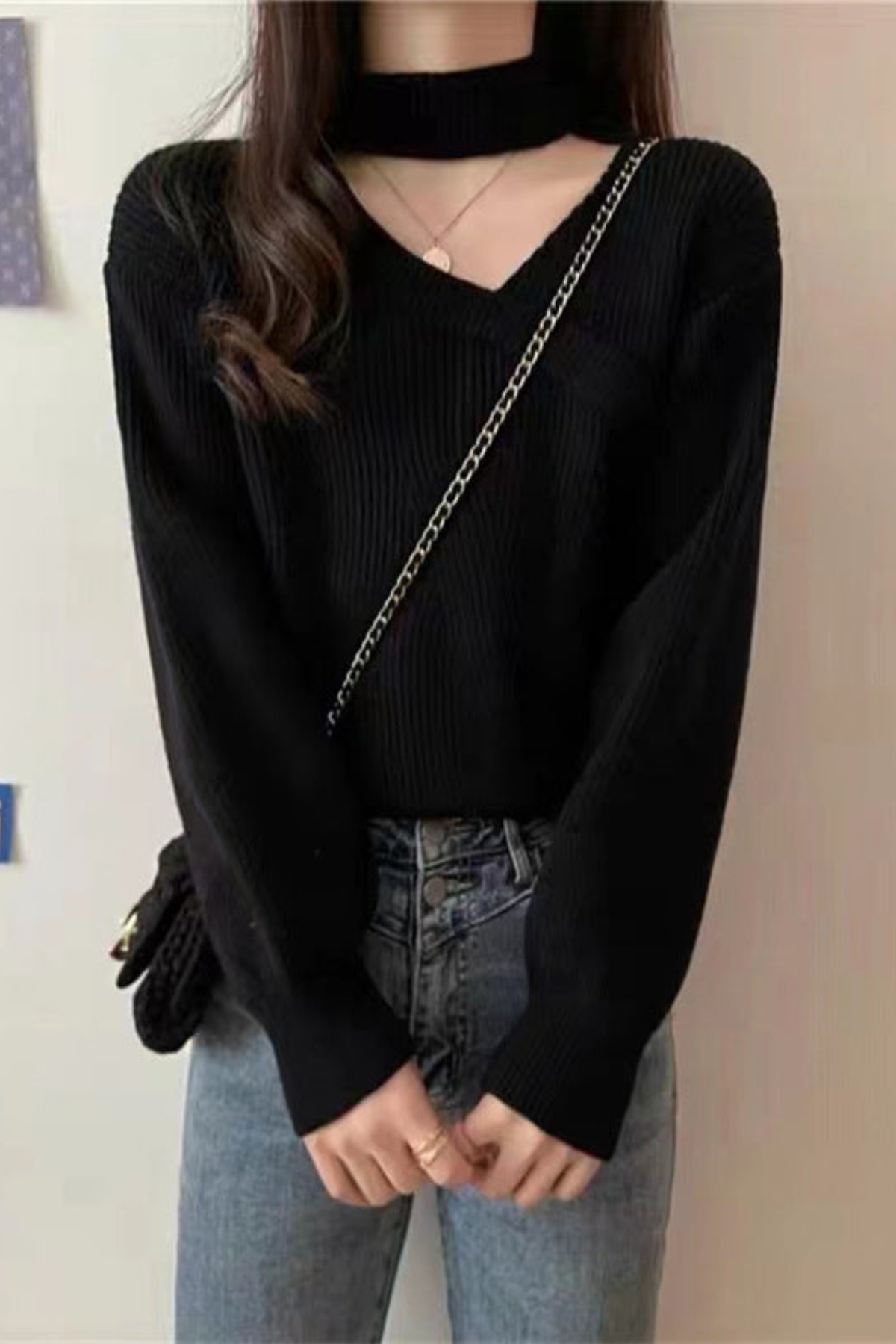 Alba-Grace Choker Neck Wrap Sweater