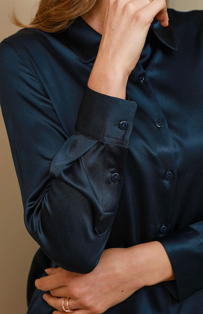 9-5 in Style | Classic Blue Satin Shirt