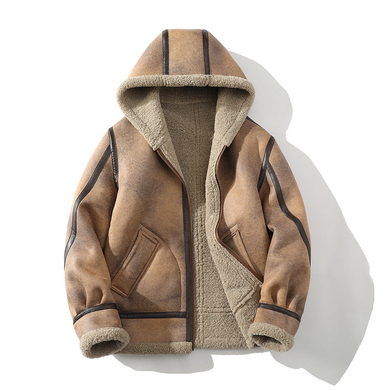 Men's Hooded Aviator Jacket, Faux-Shearling Lined Full Zip