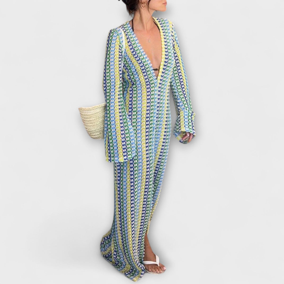 Elina V-Neck Maxi Dress for Summer Getaways