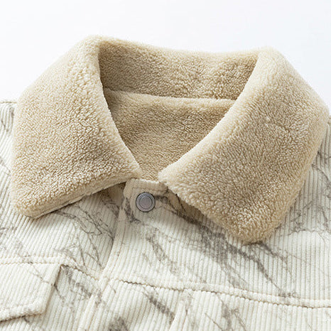 Men's Washed Corduroy Trucker Jacket, Sherpa-Lined Snap Front