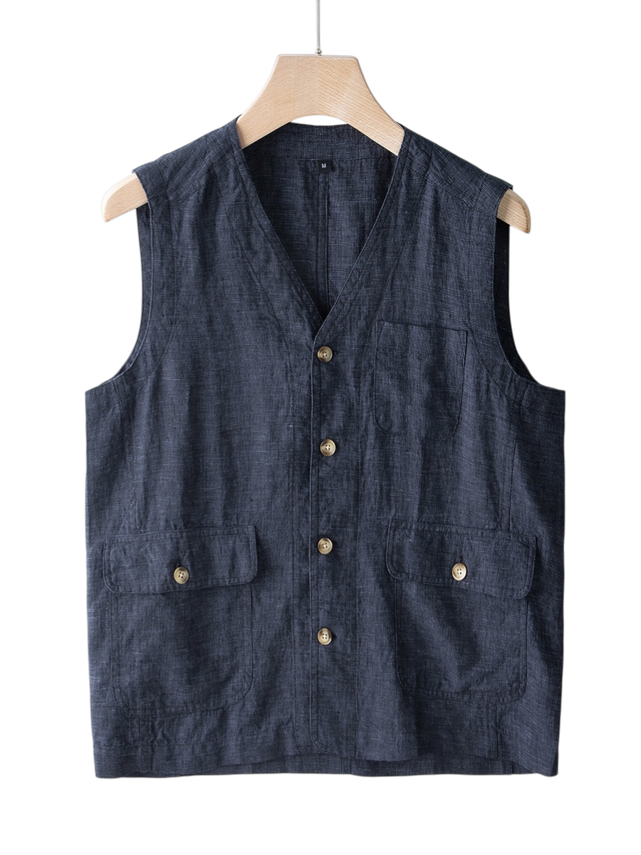Élan Indigo Linen Vest