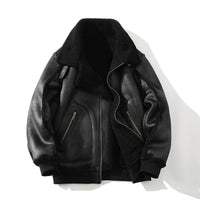 Men's Faux-Leather Aviator Jacket, Sherpa-Lined Zip Coat