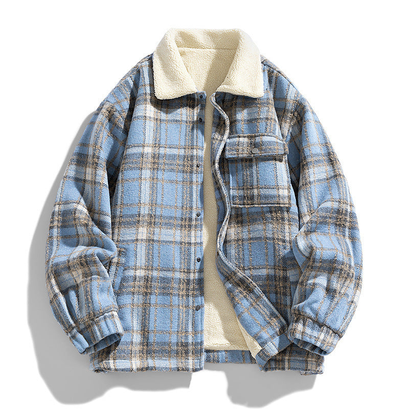 Men's Checked Snap-Front Jacket, Sherpa-Lined Overshirt