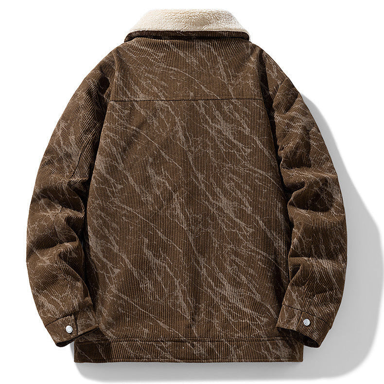 Men's Washed Corduroy Trucker Jacket, Sherpa-Lined Snap Front