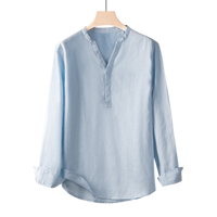 Minimal V-Neck Linen Shirt