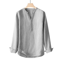 Minimal V-Neck Linen Shirt