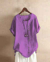 Lena Women's Blouse – Lightweight Linen Blouse with Buttons and Natural Look