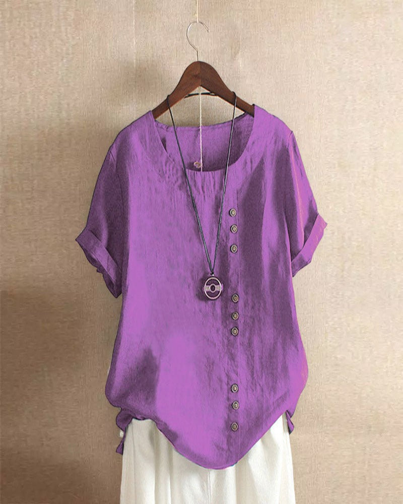 Lena Women's Blouse – Lightweight Linen Blouse with Buttons and Natural Look