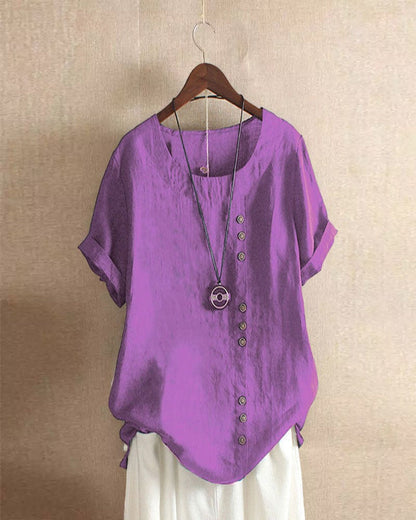 Lena Women's Blouse – Lightweight Linen Blouse with Buttons and Natural Look