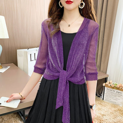Pearl | Women's Sheer Tie Front Cardigan Open Front Cover Up