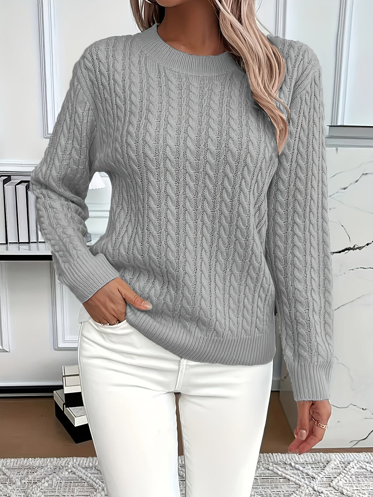Sonja-Joy Oversized Cable Crewneck