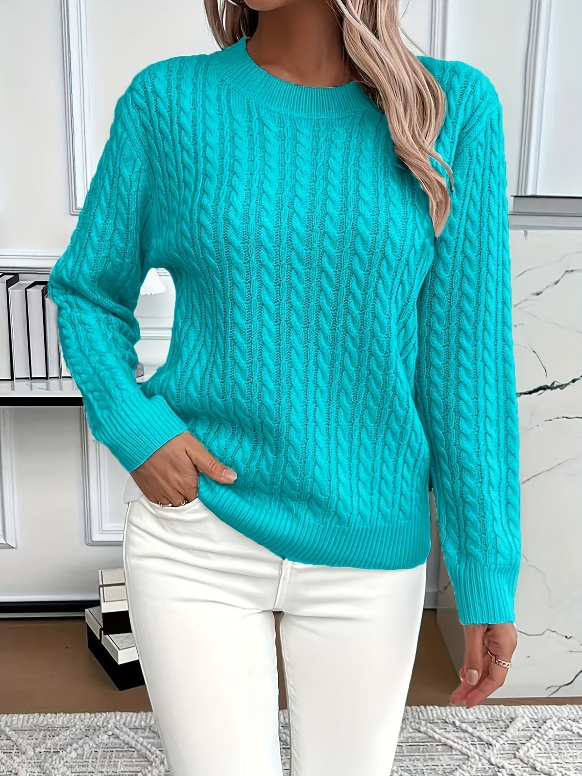 Sonja-Joy Oversized Cable Crewneck