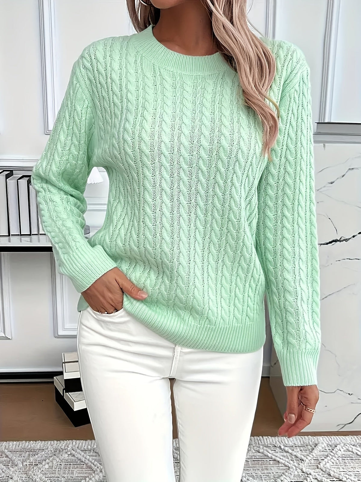 Sonja-Joy Oversized Cable Crewneck