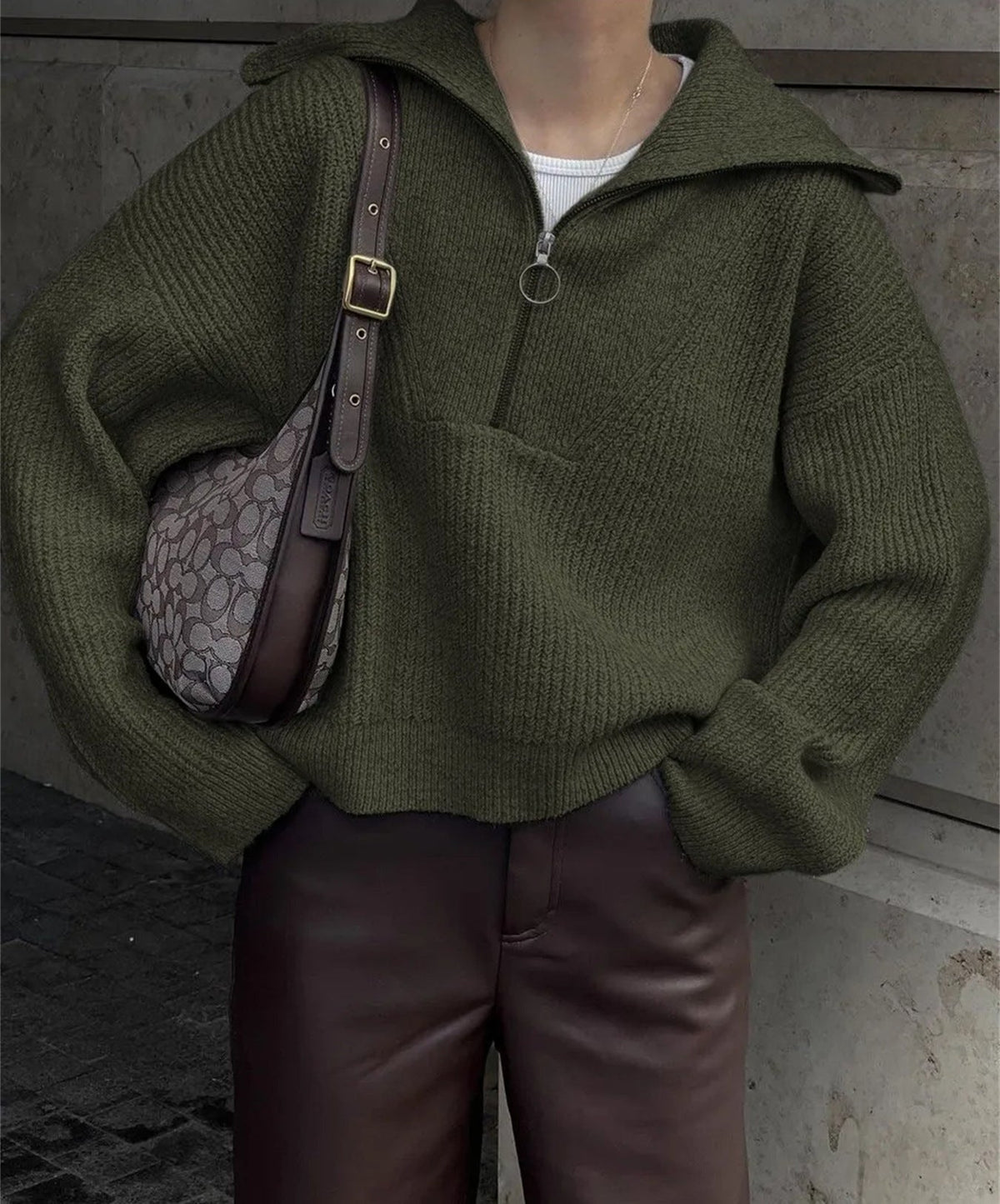 Marlo-Joy Oversized Wide Collar Half-Zip