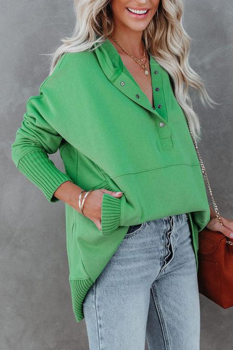 Yvette-June Snap Placket Oversized Hoodie