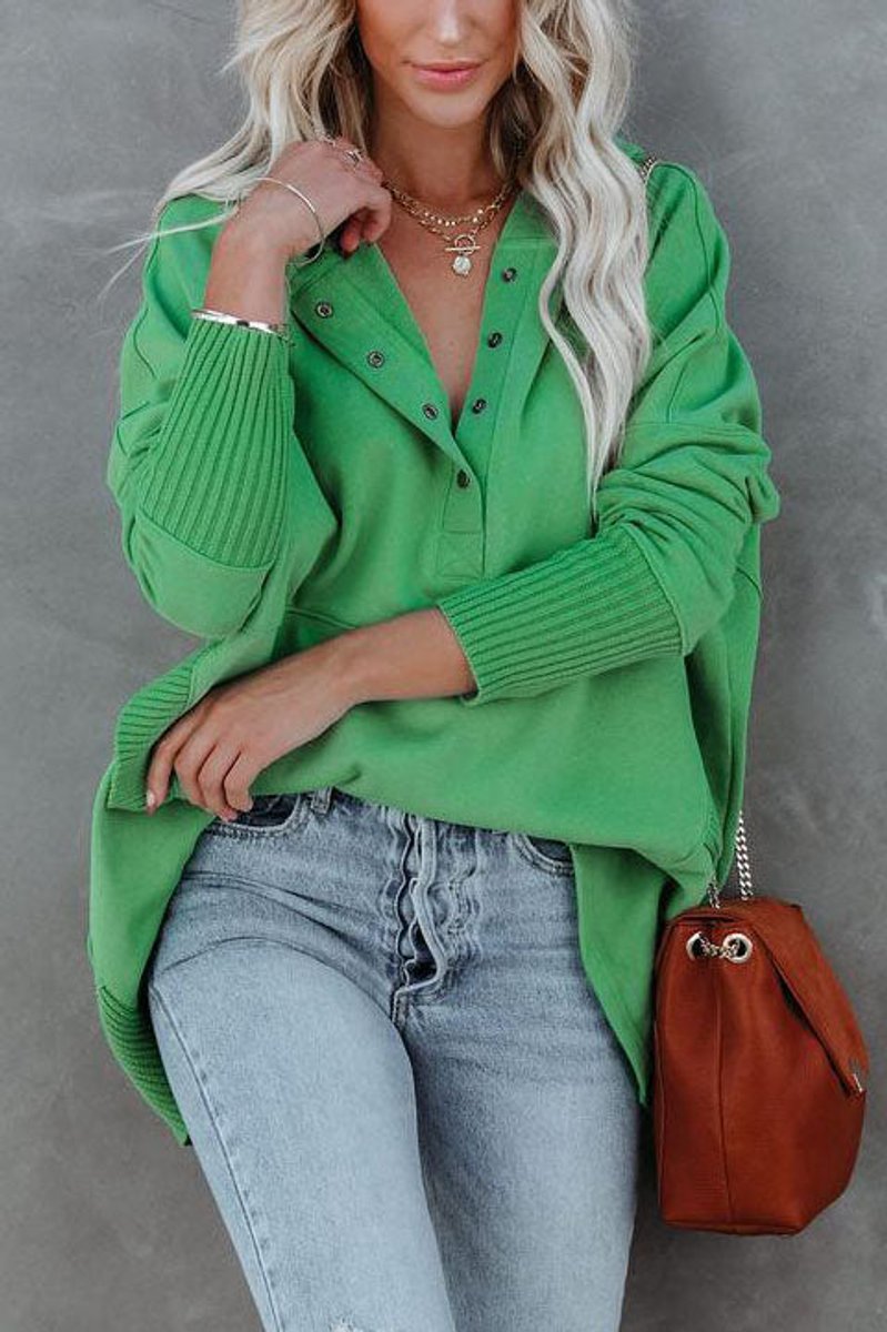 Yvette-June Snap Placket Oversized Hoodie