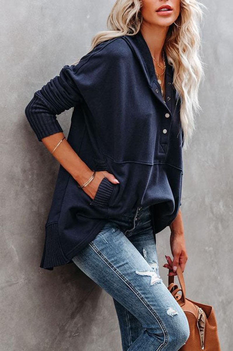Yvette-June Snap Placket Oversized Hoodie