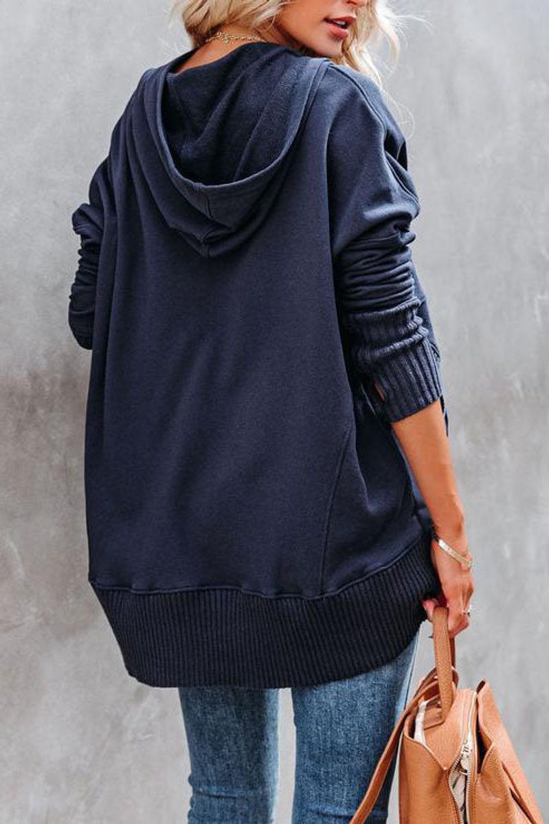 Yvette-June Snap Placket Oversized Hoodie