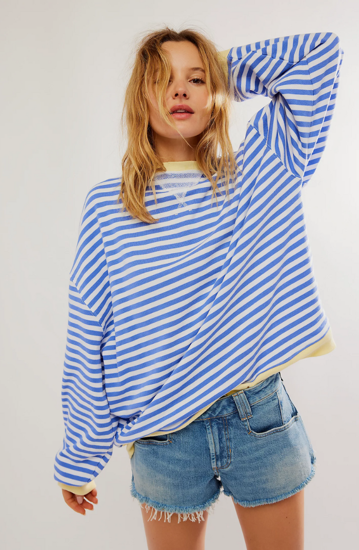 Willa-Rose Neon Trim Striped Sweatshirt
