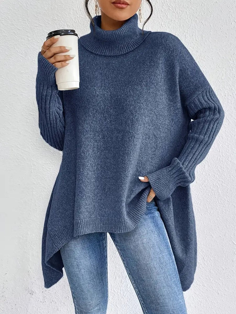 Verity-Claire Side Slit Turtleneck Sweater