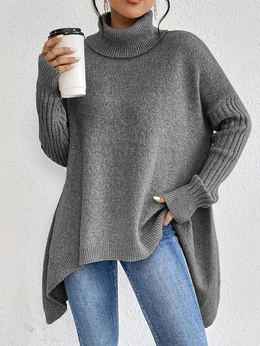 Verity-Claire Side Slit Turtleneck Sweater