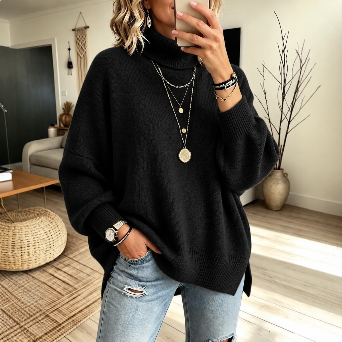 Audra-Rae Slouchy Turtleneck Sweater