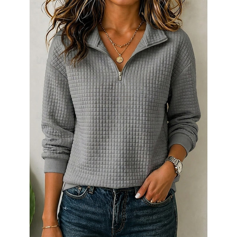 June-Mae Quilted Collar Half-Zip Sweatshirt