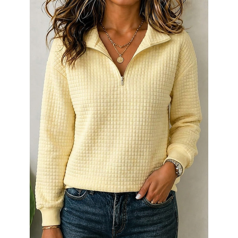 June-Mae Quilted Collar Half-Zip Sweatshirt