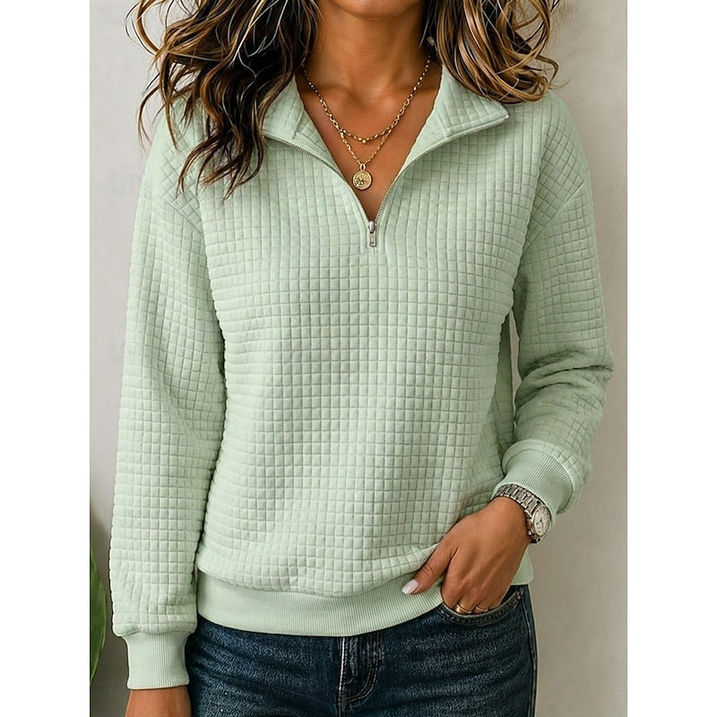 June-Mae Quilted Collar Half-Zip Sweatshirt
