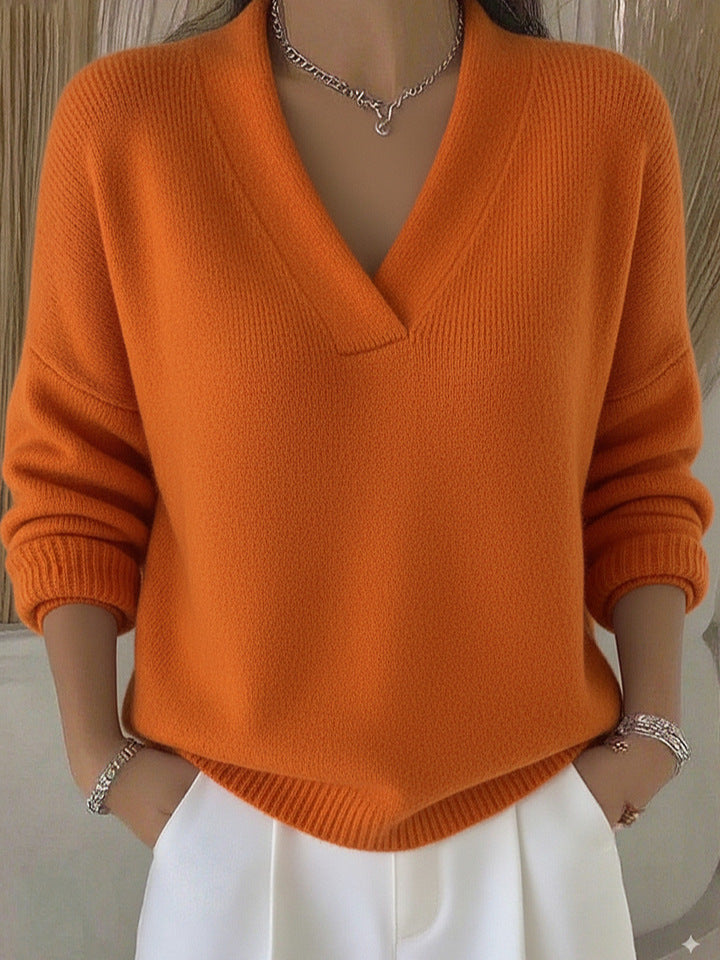 Etta Deep V-Neck Knit Sweater