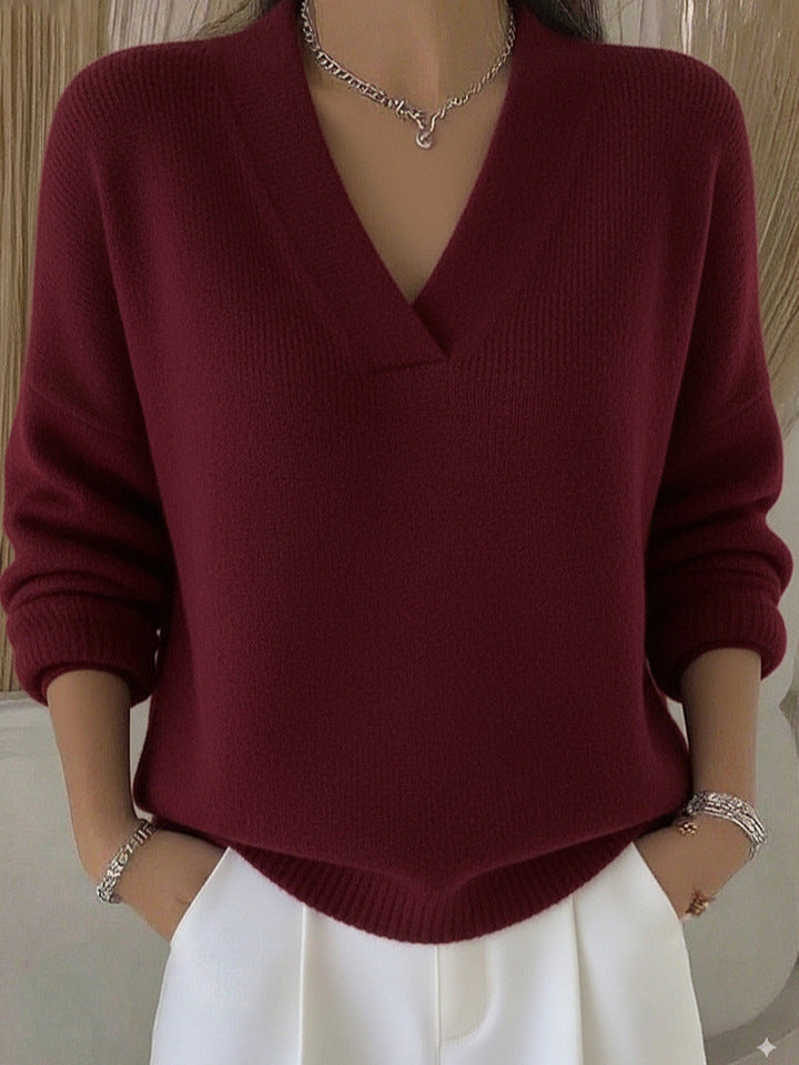 Etta Deep V-Neck Knit Sweater