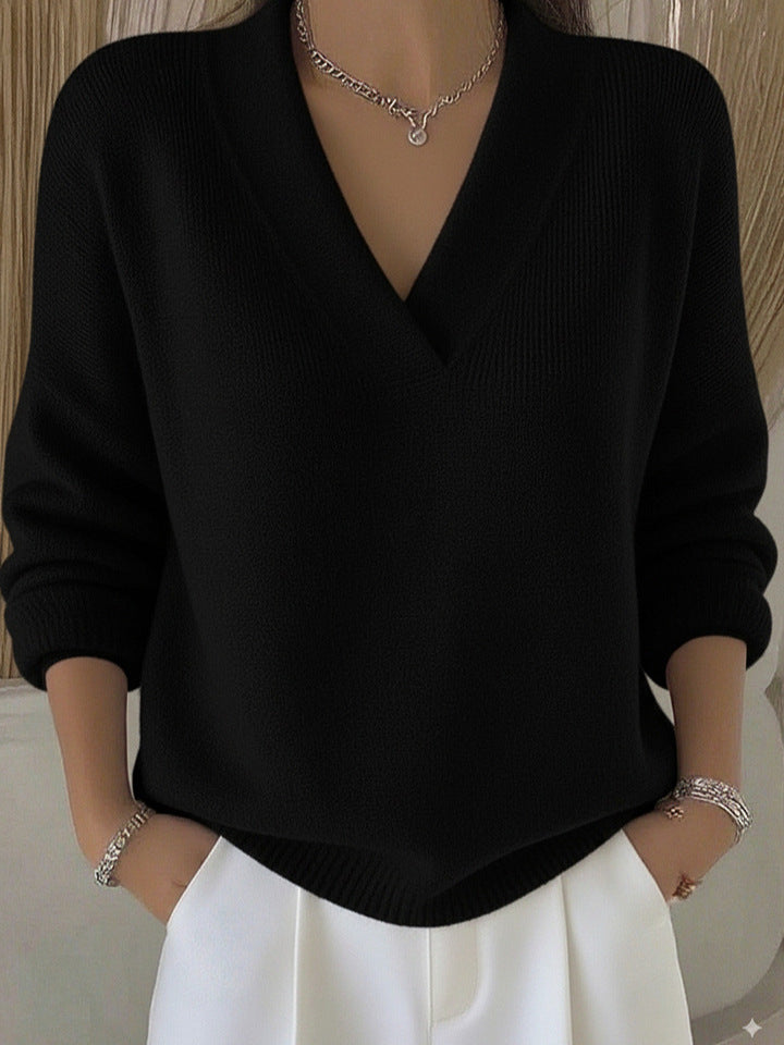 Etta Deep V-Neck Knit Sweater